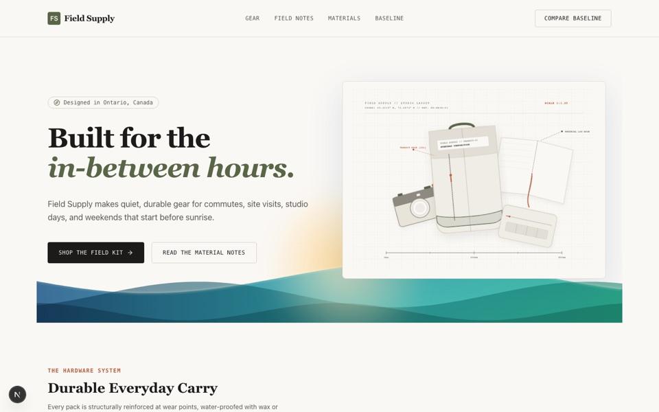 Screenshot of the Field Supply - Stripe Sessions Hero Wave Demo demo page
